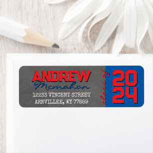 Red & Blue Chalkboard Graduation Return Address