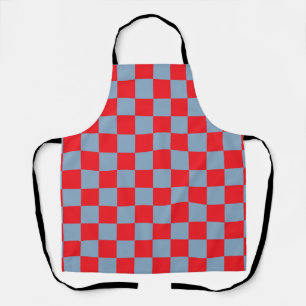 Red Blue Chequered Gingham Pattern Apron