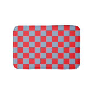 Red Blue Chequered Gingham Pattern Bath Mat