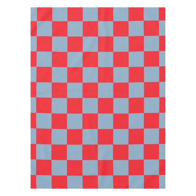 Red Blue Chequered Gingham Pattern Tablecloth (Front)