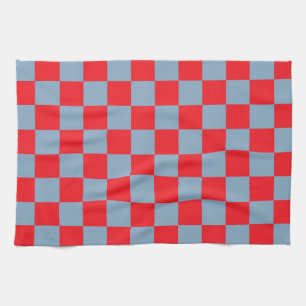 Red Blue Chequered Gingham Pattern Tea Towel