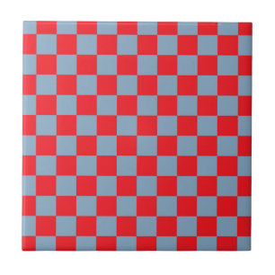 Red Blue Chequered Gingham Pattern Tile