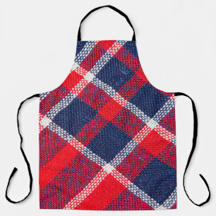 Red-blue chequered woollen texture. apron