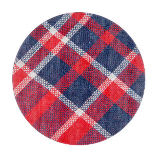 Red-blue chequered woollen texture. cutting board