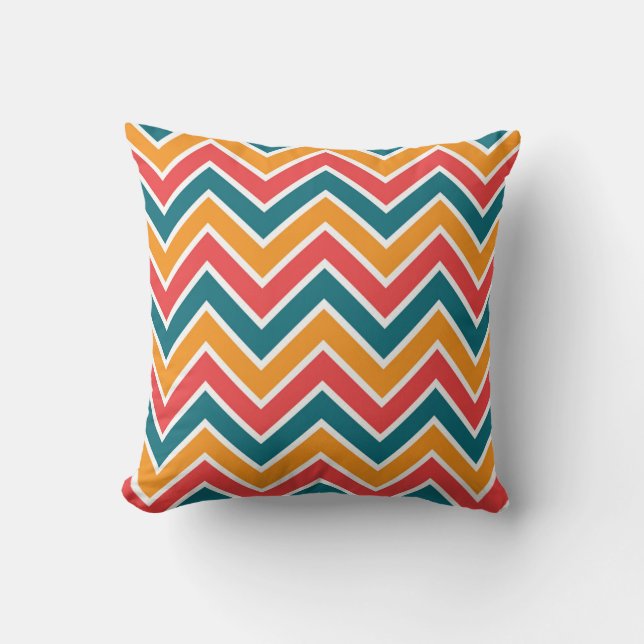 Red Blue Chevron 2 in 1 Decorative Throw Pillow (Front)