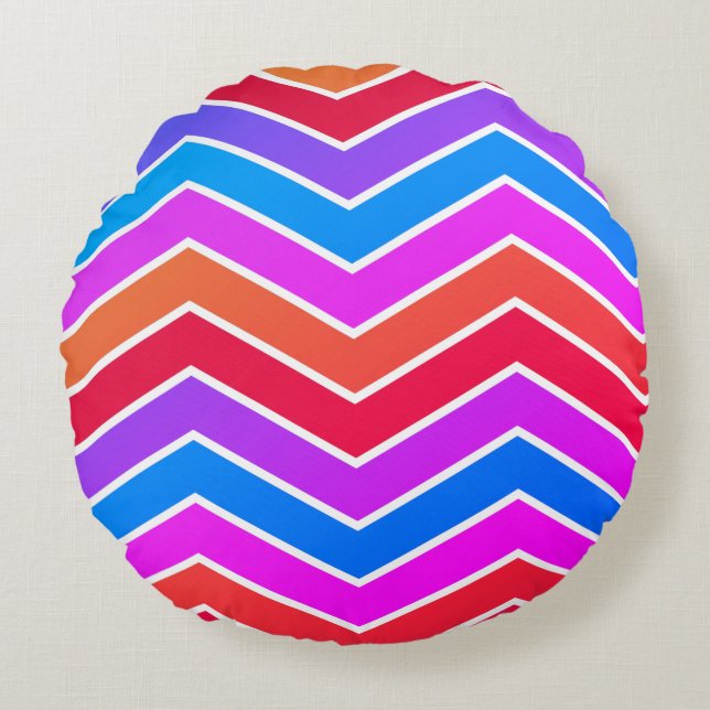 Red & Blue Chevron Print Throw Pillow (Front)