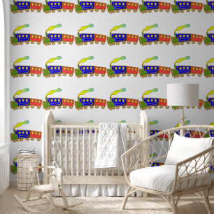 Red Blue Choo Choo Train Kids Wallpaper