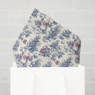 Red & Blue Christmas Santa Toile Tissue Paper