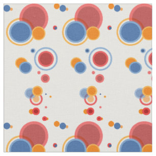 Red Blue circles polka dots Geometric pattern Fabric