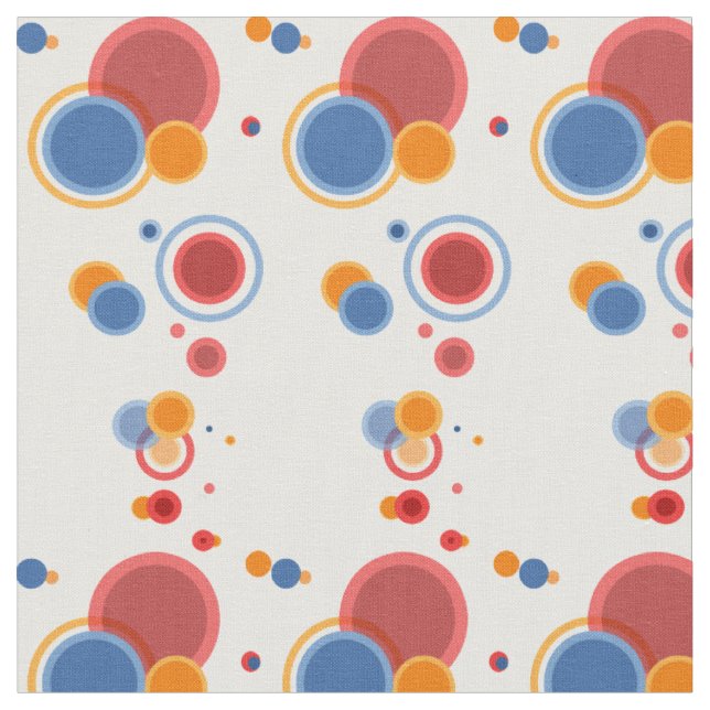 Red Blue circles polka dots Geometric pattern  Fabric (Close Up)