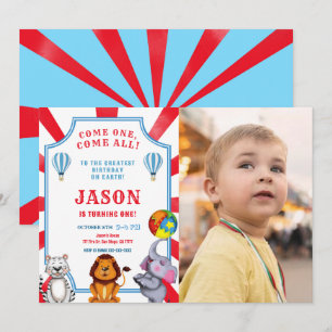 Red & Blue Circus Photo Invitation