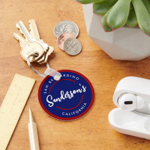 Red Blue City Town Place Location Name Circle  Key Ring