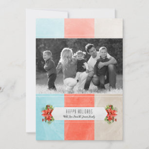 Red Blue Colour Block Holiday Photo Card