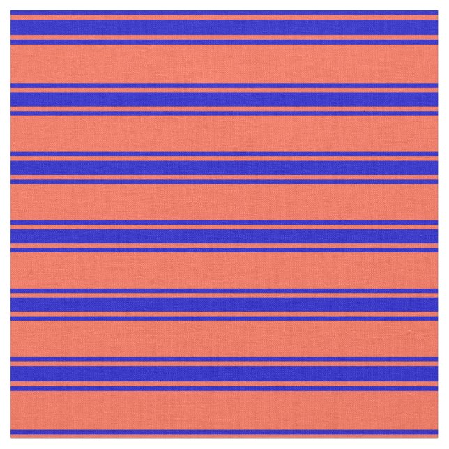 Red & Blue Coloured Striped Pattern Fabric (Close Up)