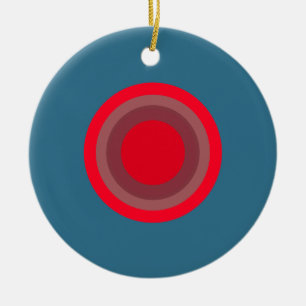 red blue contrast bullseye ceramic tree decoration