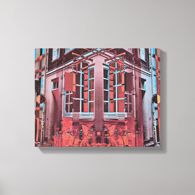 Red blue Copenhagen windows reflection digital art Canvas Print (Front)