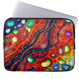 Red, Blue, Copper, Green, Purple Abstract Modern Laptop Sleeve