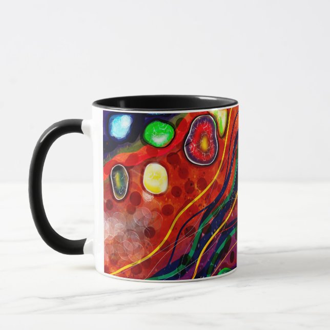 Red, Blue, Copper, Green, Purple Abstract Modern Mug (Left)