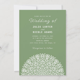 Red & Blue Coral Reef Marble Stone Mandala Wedding Invitation