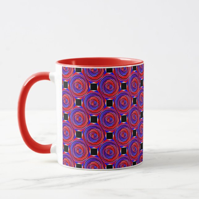 Red & Blue Counter Spiral by Kenneth Yoncich Mug (Left)