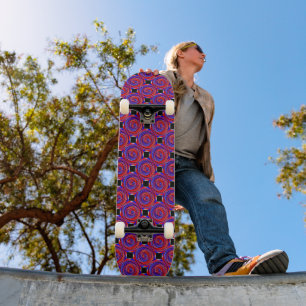Red & Blue Counter Spiral by Kenneth Yoncich Skateboard