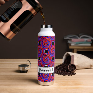 Red & Blue Counter Spiral by Kenneth Yoncich Water Bottle