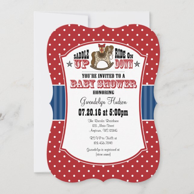 Red Blue Cowboy Baby Shower Invitation (Front)