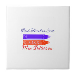 Red blue crayons best teacher ever add year name tile