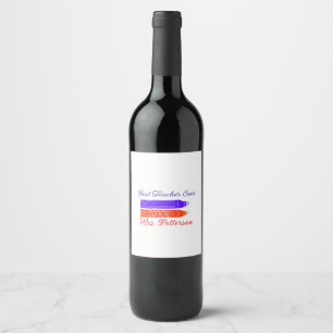 Red blue crayons best teacher ever add year name wine label