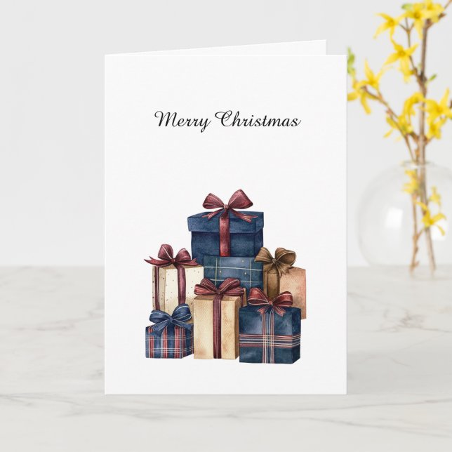 Red Blue Cream Country Christmas Gifts Card (Yellow Flower)