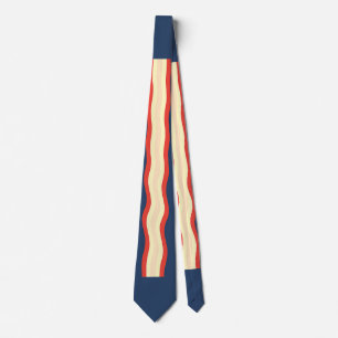 Red Blue Creme Vertical Wavy Stylish Tie