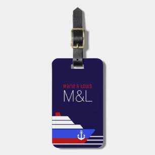 red/blue cruise sea travel personalised luggage tag