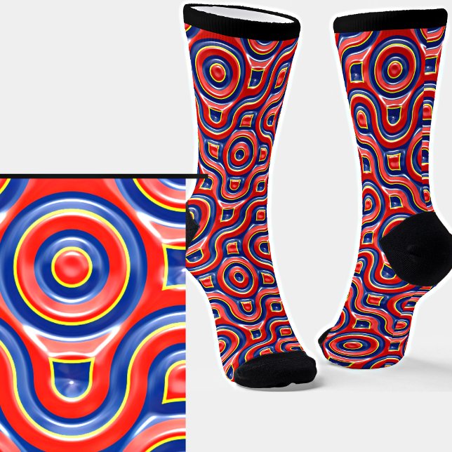 Red Blue Curved 3D Effect Socks (Creator Uploaded)