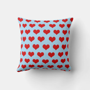 Red Blue Cute Cosy Modern Romantic Chic Heart Cushion