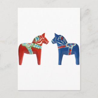 Red & Blue Dala Horse Postcard