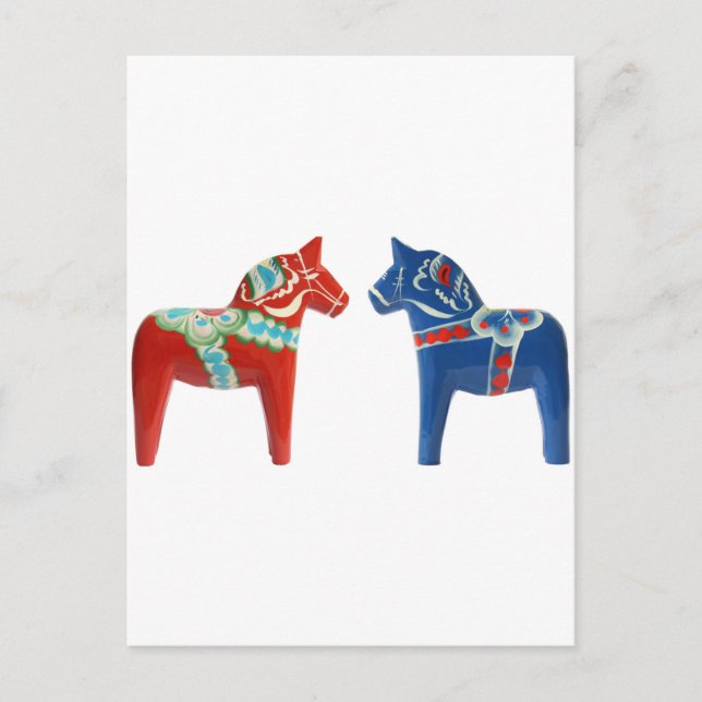 Red & Blue Dala Horse Postcard (Front)