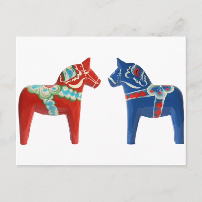 Red & Blue Dala Horse Postcard (Front)