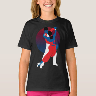 Red & Blue Dancing Silhouette - Tango dancers T-Shirt