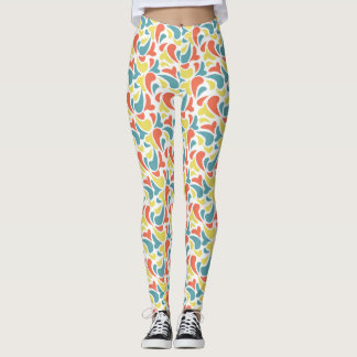 Red, Blue & Dark Yellow Waves Pattern Leggings