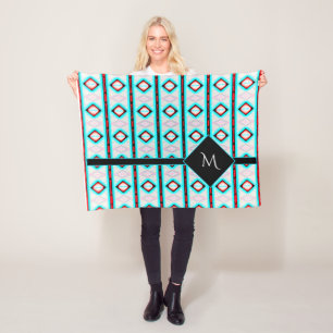 Red Blue Diamond Stripe Pattern Fleece Blanket