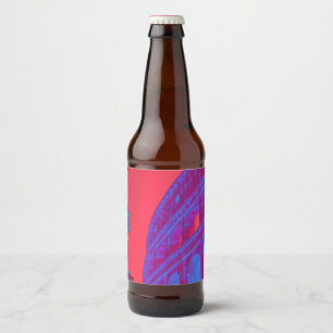 Red, blue digital art of Colosseum and statue Beer Bottle Label