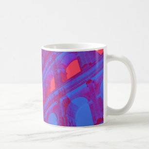 Red, blue digital art of Colosseum and statue Coffee Mug