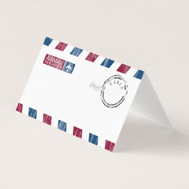 Red Blue Distressed Airmail Wedding (Front)