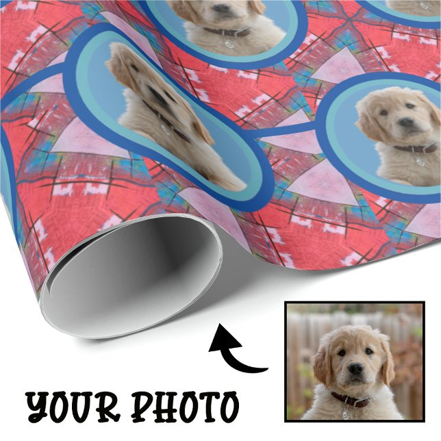 Red & Blue Dog Lovers Pet Moms Wrapping Paper (Creator Uploaded)
