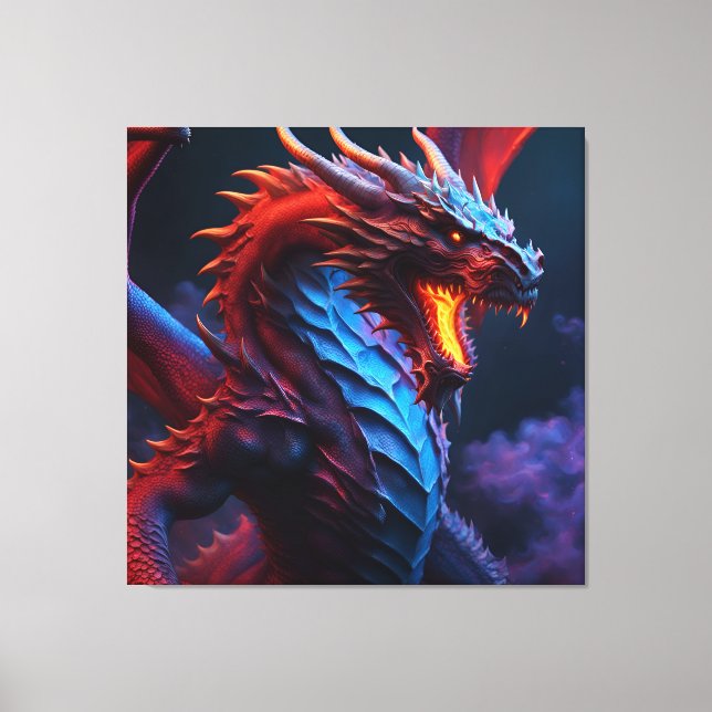 Red & Blue Dragon Canvas Print (Front)