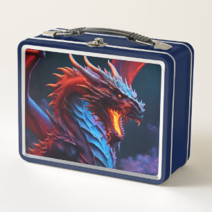 Red & Blue Dragon Metal Lunch Box