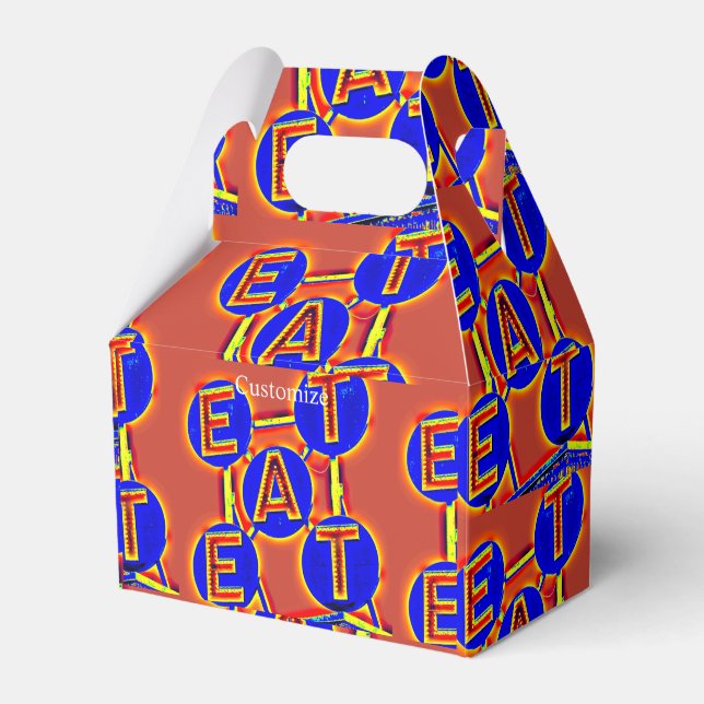 red/blue eat candy tin favour box (Front Side)