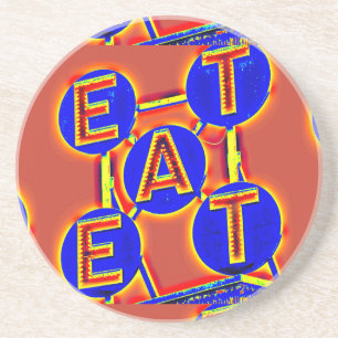 red/blue eat drink coaster