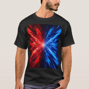 Red Blue Energy Burst T-Shirt – Abstract Explosion