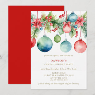 Red Blue Festive Corporate Christmas Party Invitation